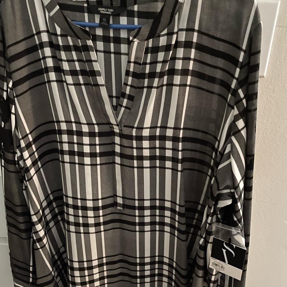 Black/White blouse. Embellishments on sleeve, see pic.